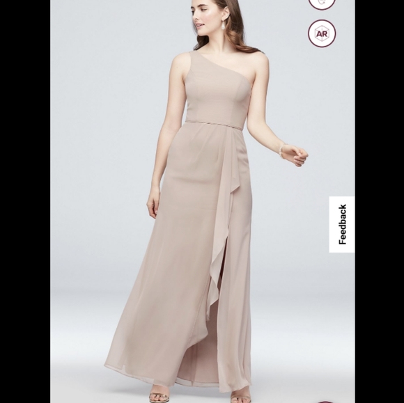 🔥NEW Black One-Shoulder Chiffon Dress with Cascade 😻 - Picture 2 of 5